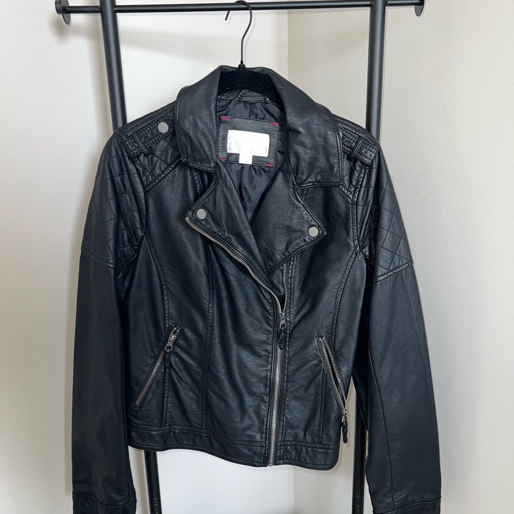 Xhilaration Black Faux Leather Moto Jacket - Picture 2 of 5
